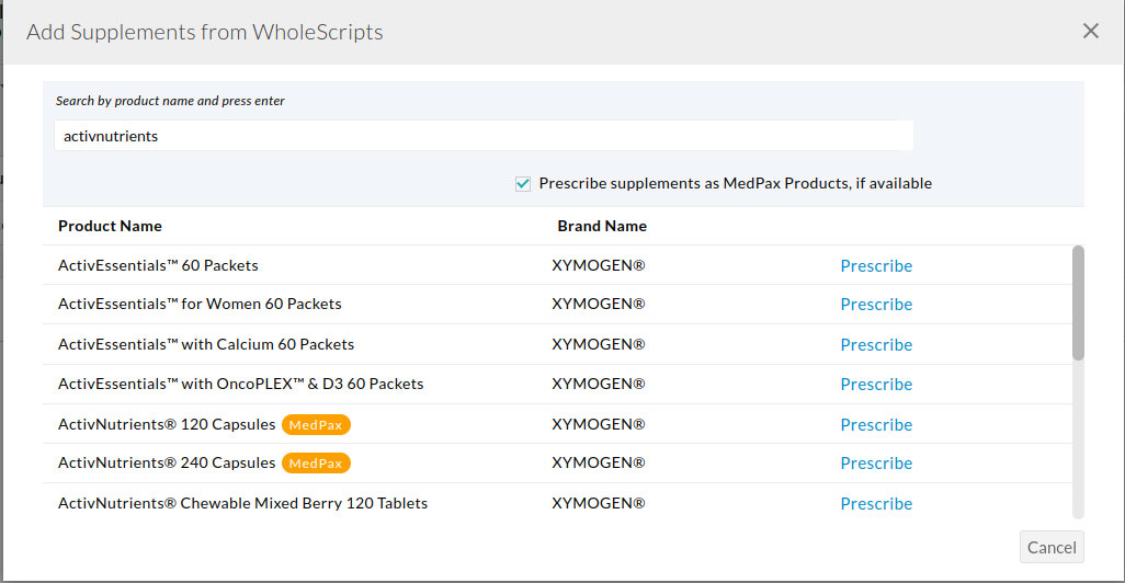 Add Supplement From WholeScripts