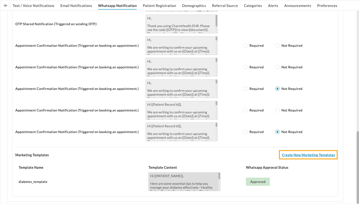 Configure Marketing Templates for WhatsApp
