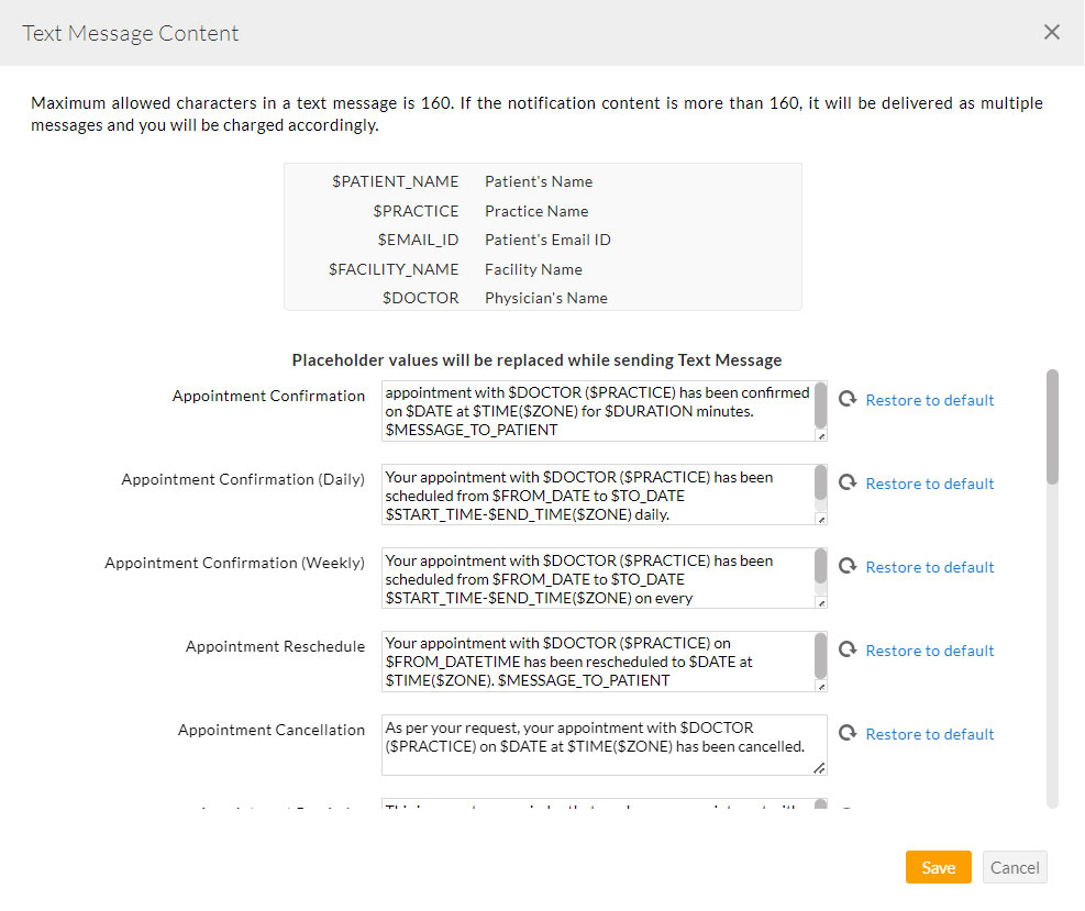 Edit Text Notification Content