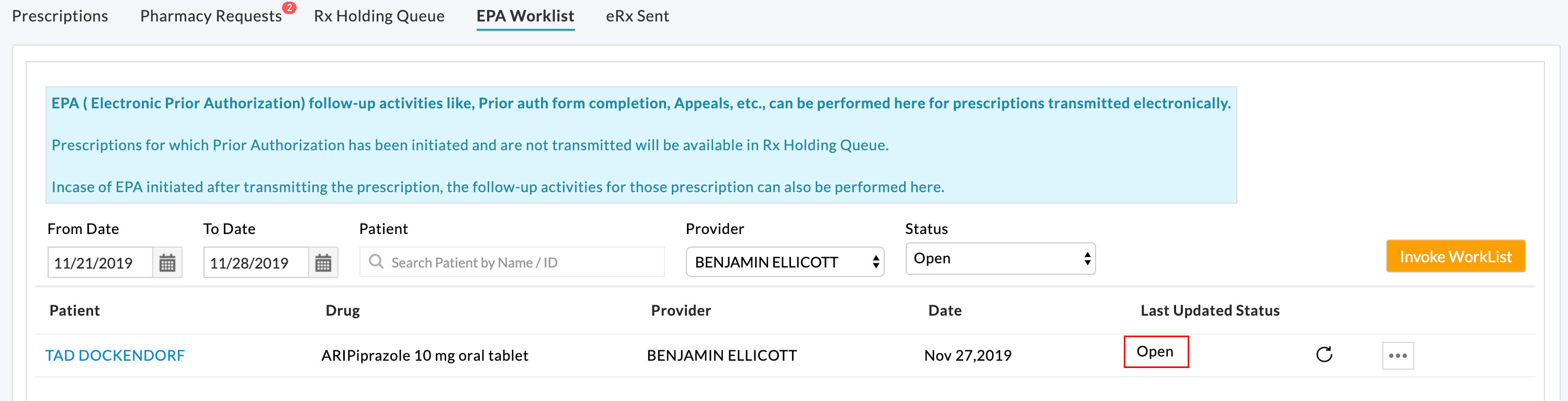 EPA Open Worklist View