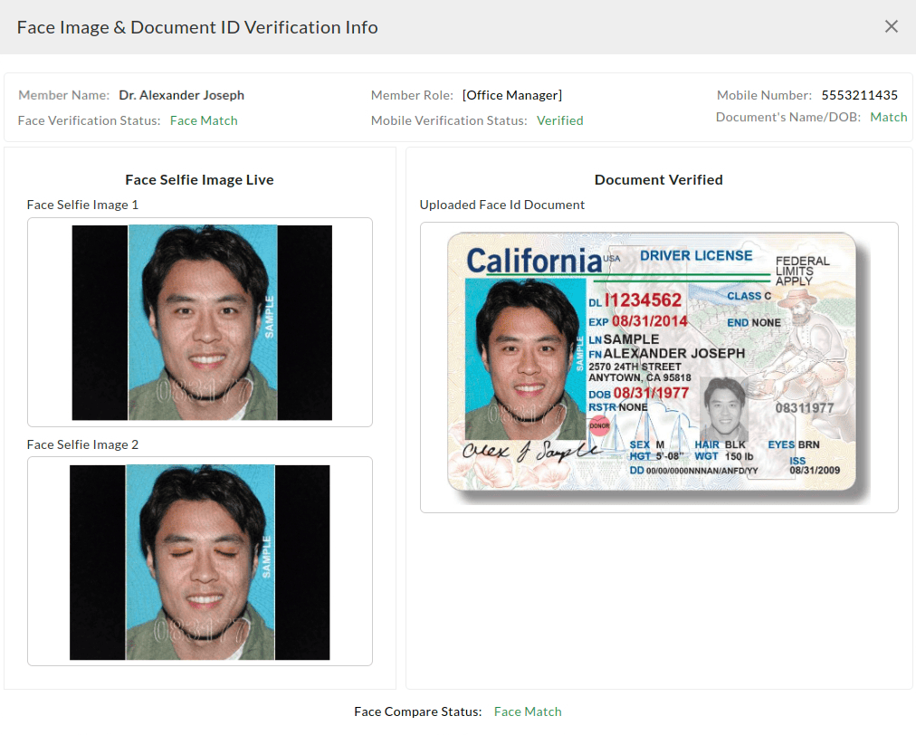 Face Image & Document ID Verification Info
