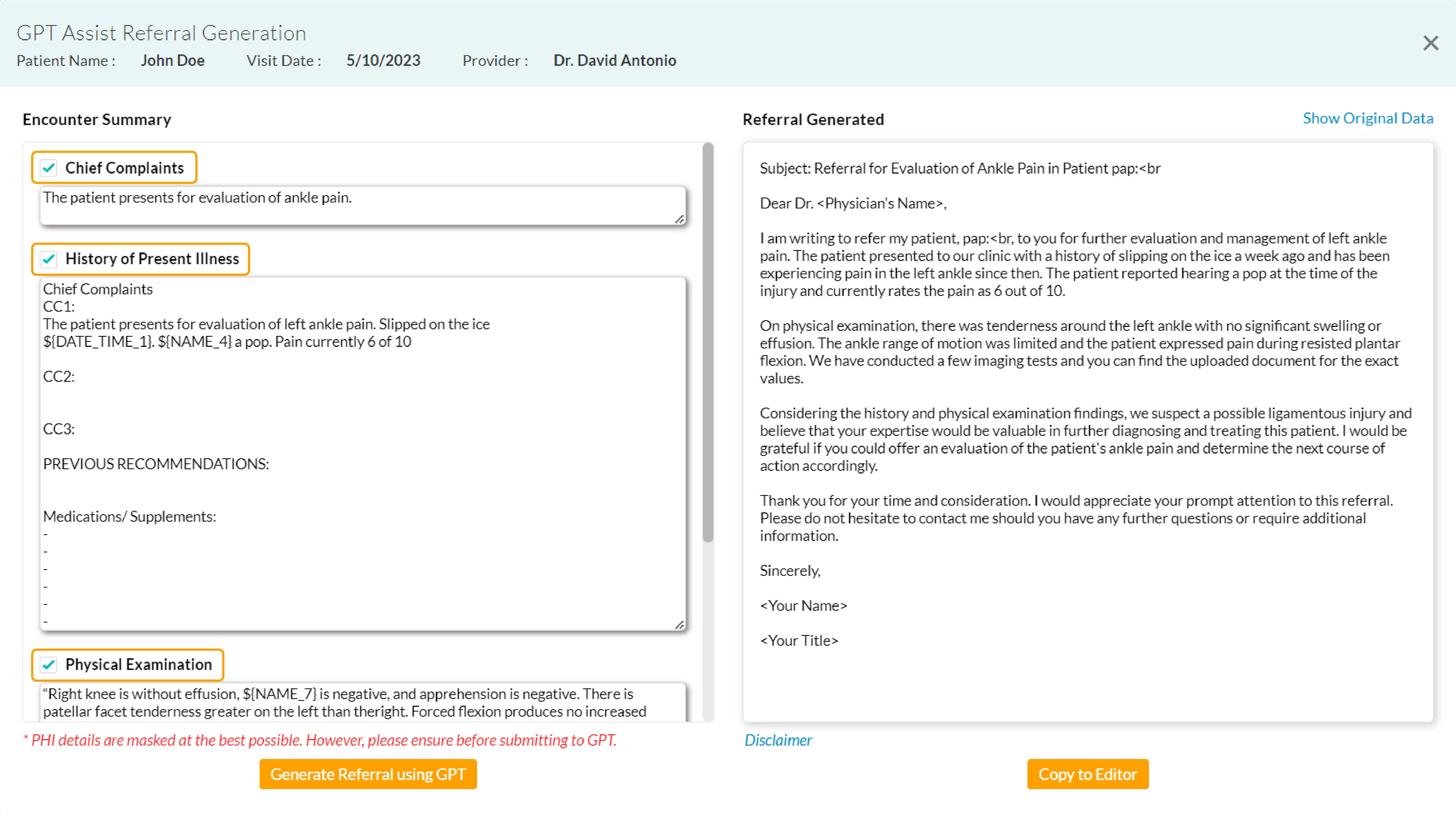 Generate Referral using GPT