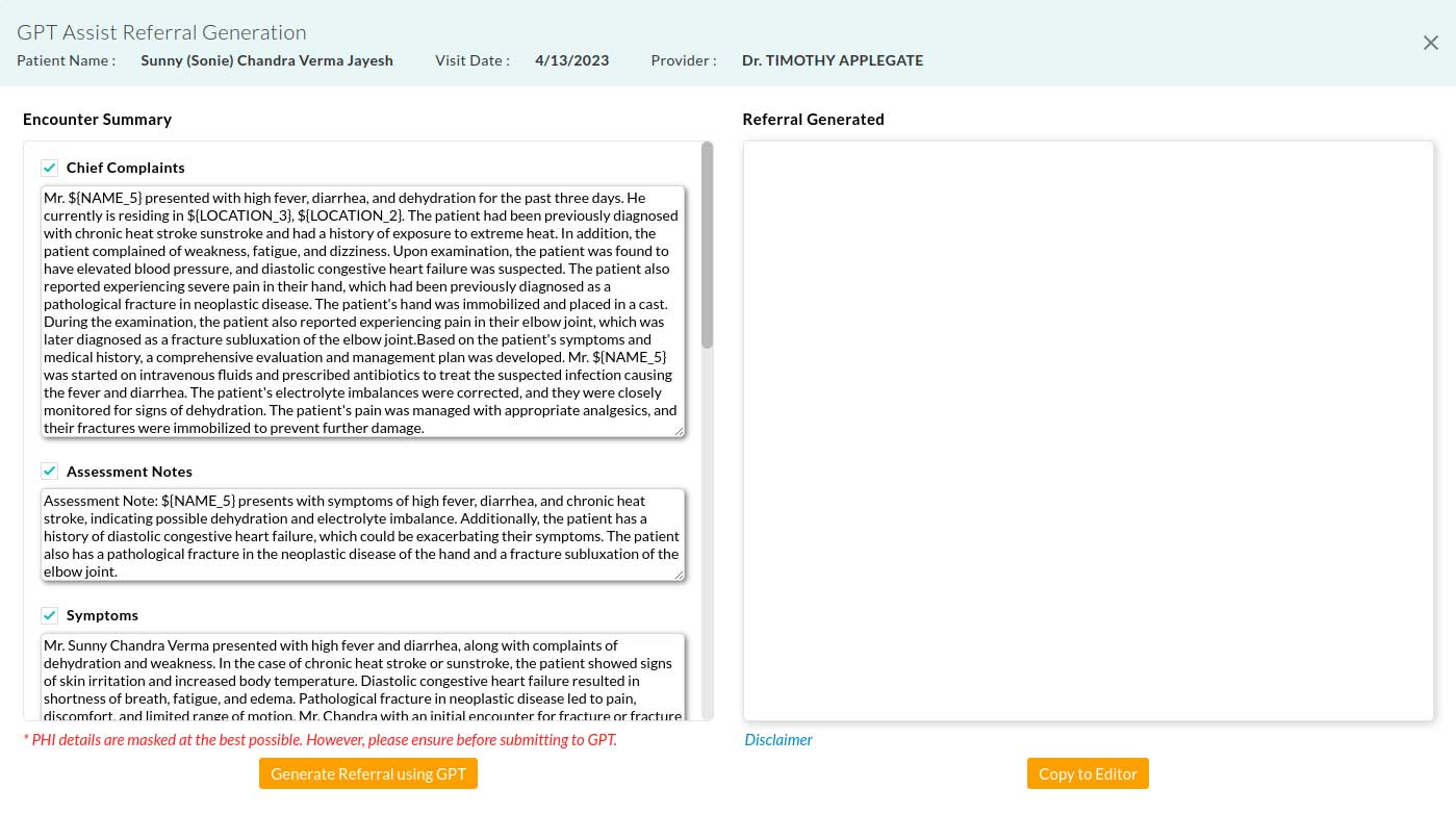 GPT Assist Referral Generation