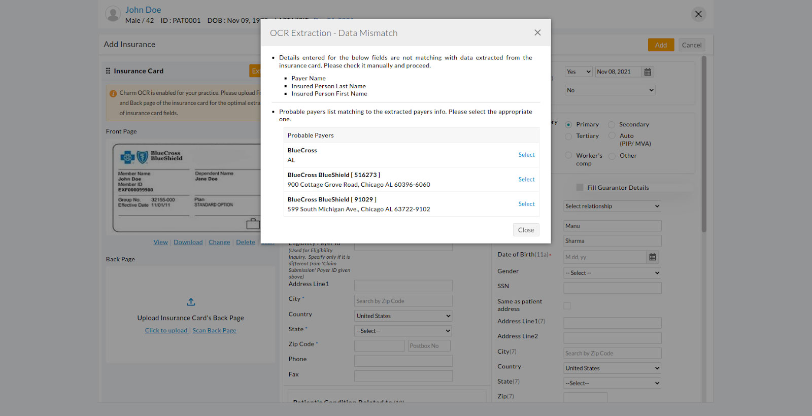Matching Payers List