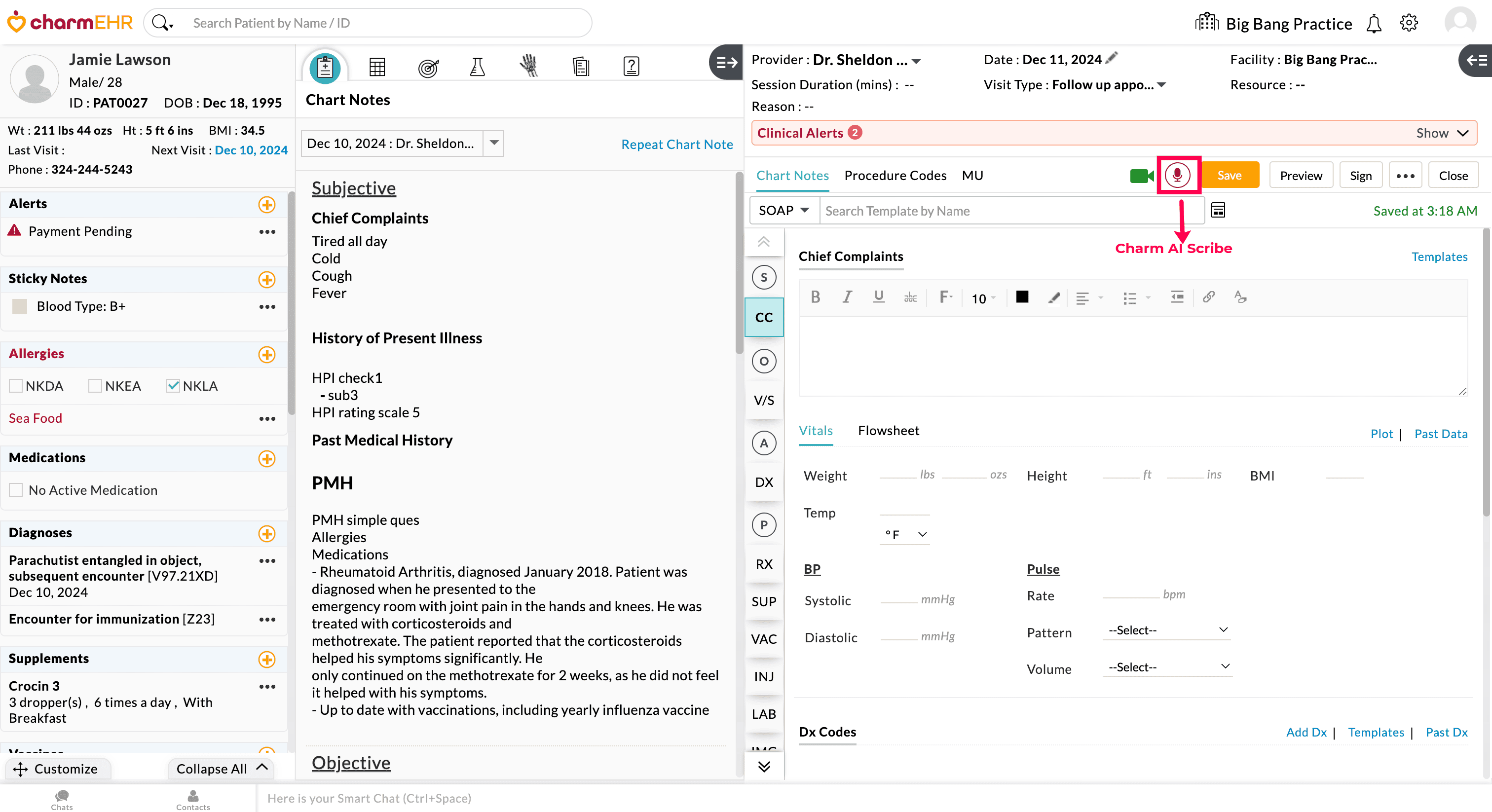 Mic icon Charm AI Scribe