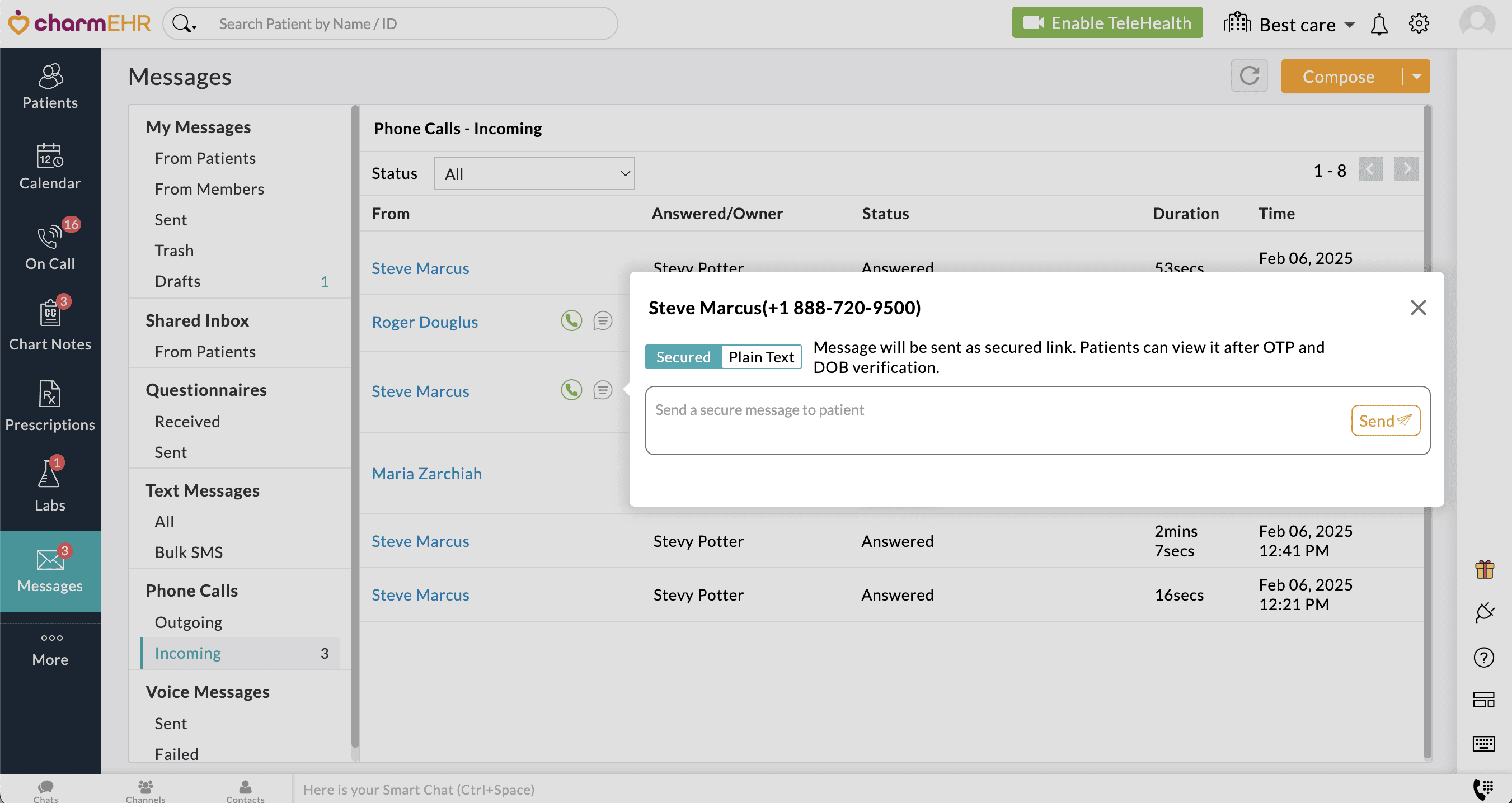 Phone Calls and Message