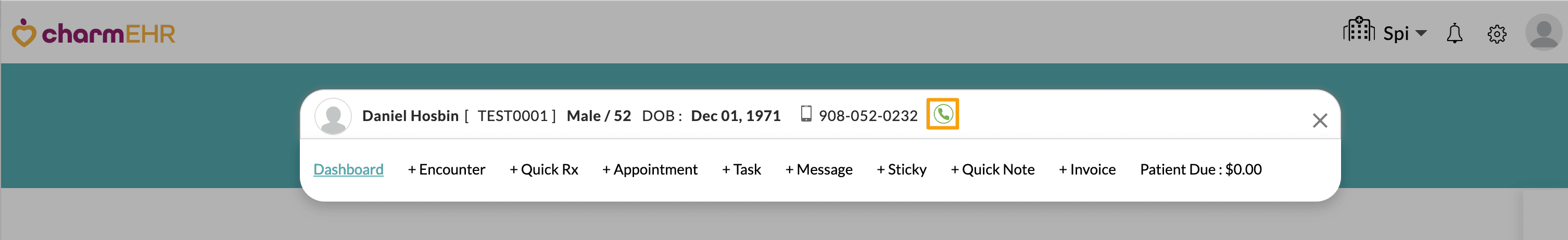 Phone Calls Patient Search Bar