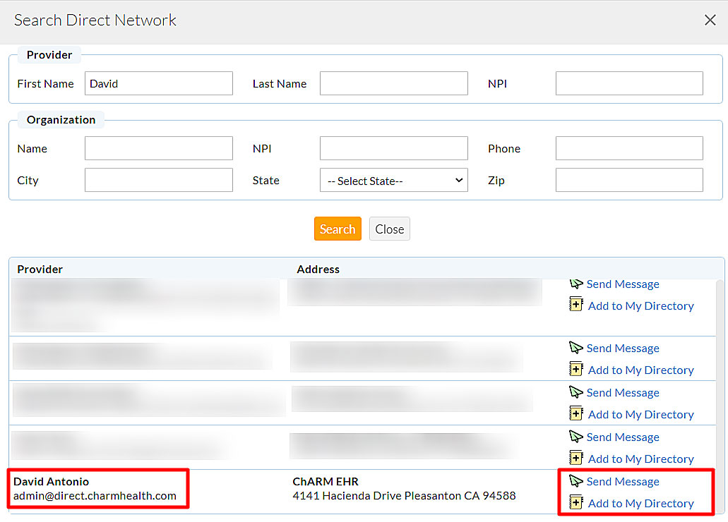 Search Direct Message