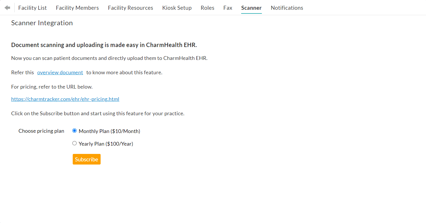Subscribe Scanner Integration