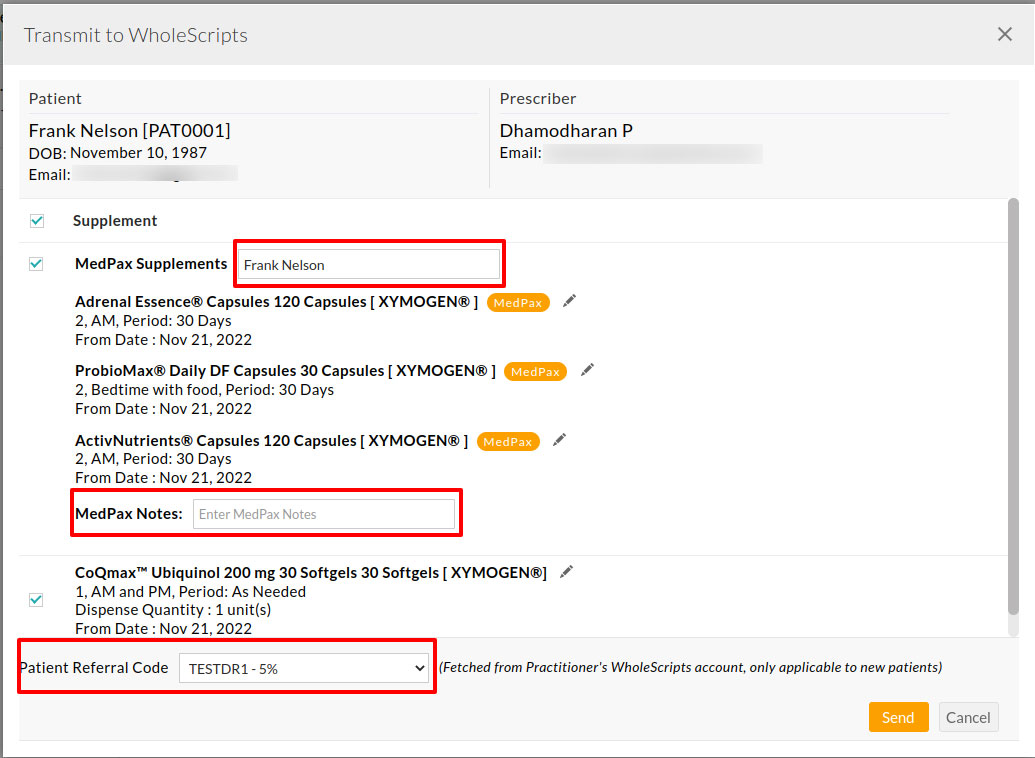 Transmit to WholeScripts