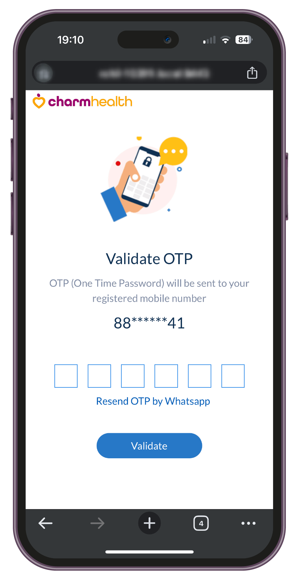 WhatsApp Notification Message to Patient Mobile