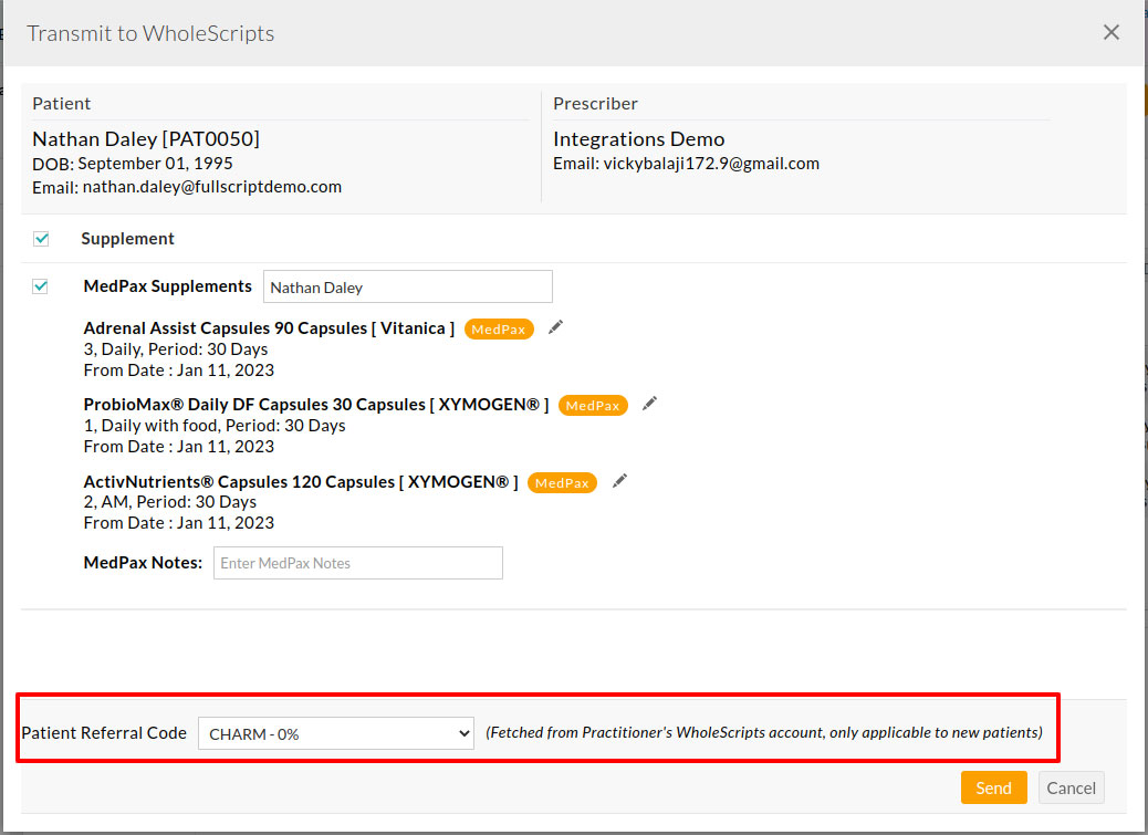 WholeScripts Patient Referral Code