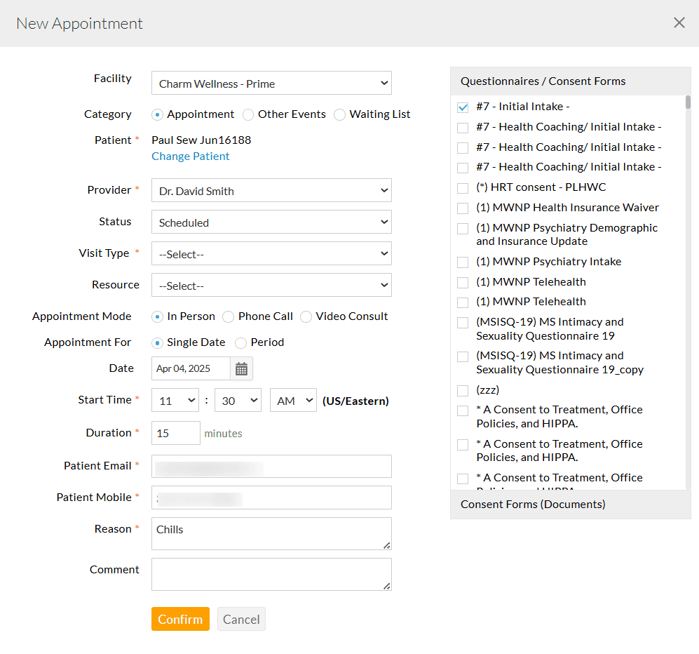 Appointment Booking Window