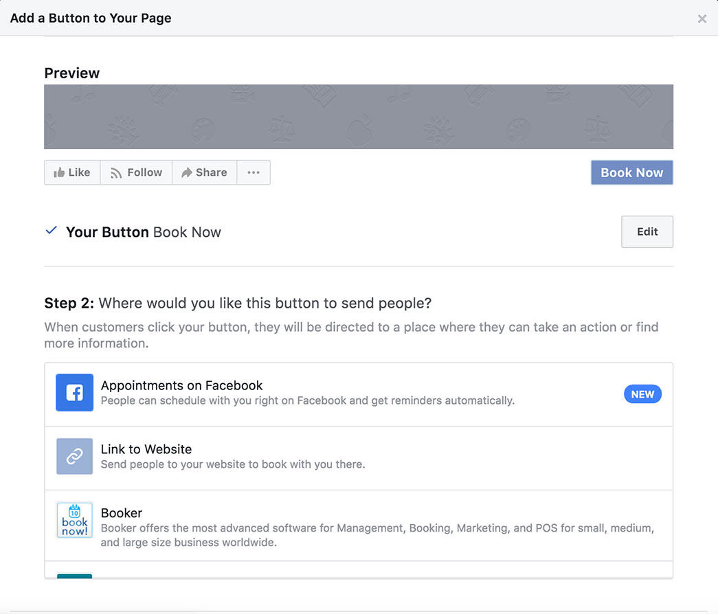 Book Now from Facebook