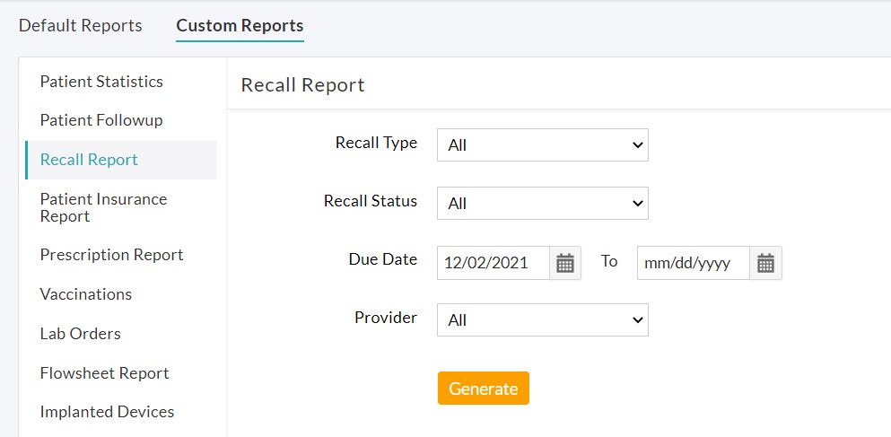 Recall Report