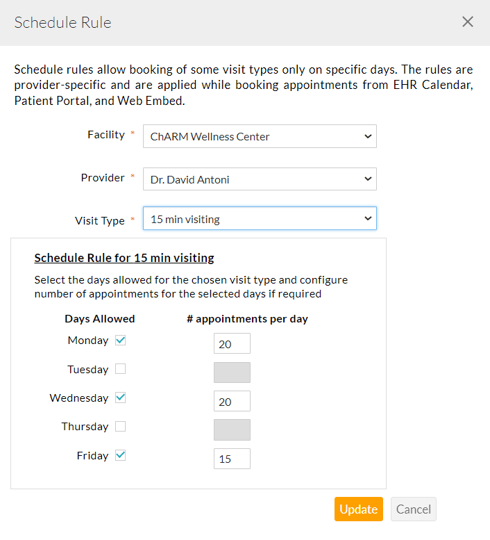 Schedule Visit Type Rule
