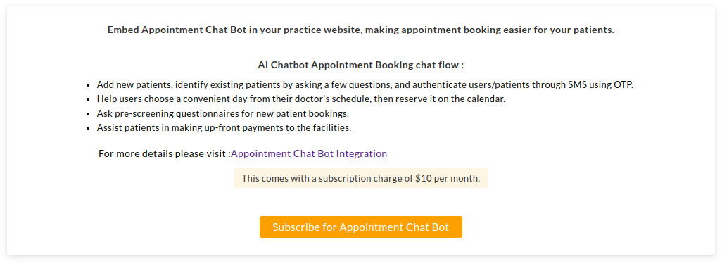 Subscribe Appointment Chat Bot