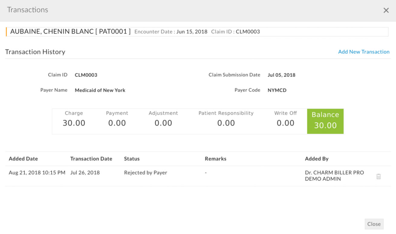 Claim Transaction History