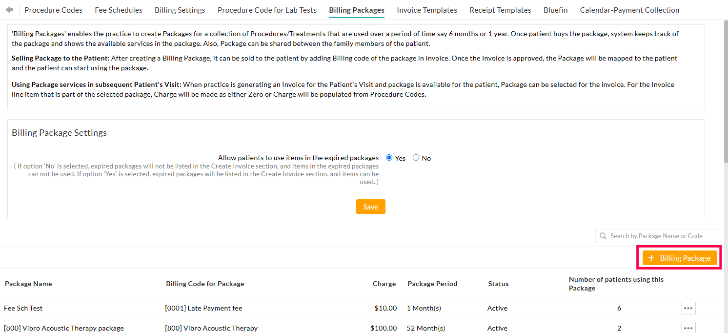 Add Billing Package Option