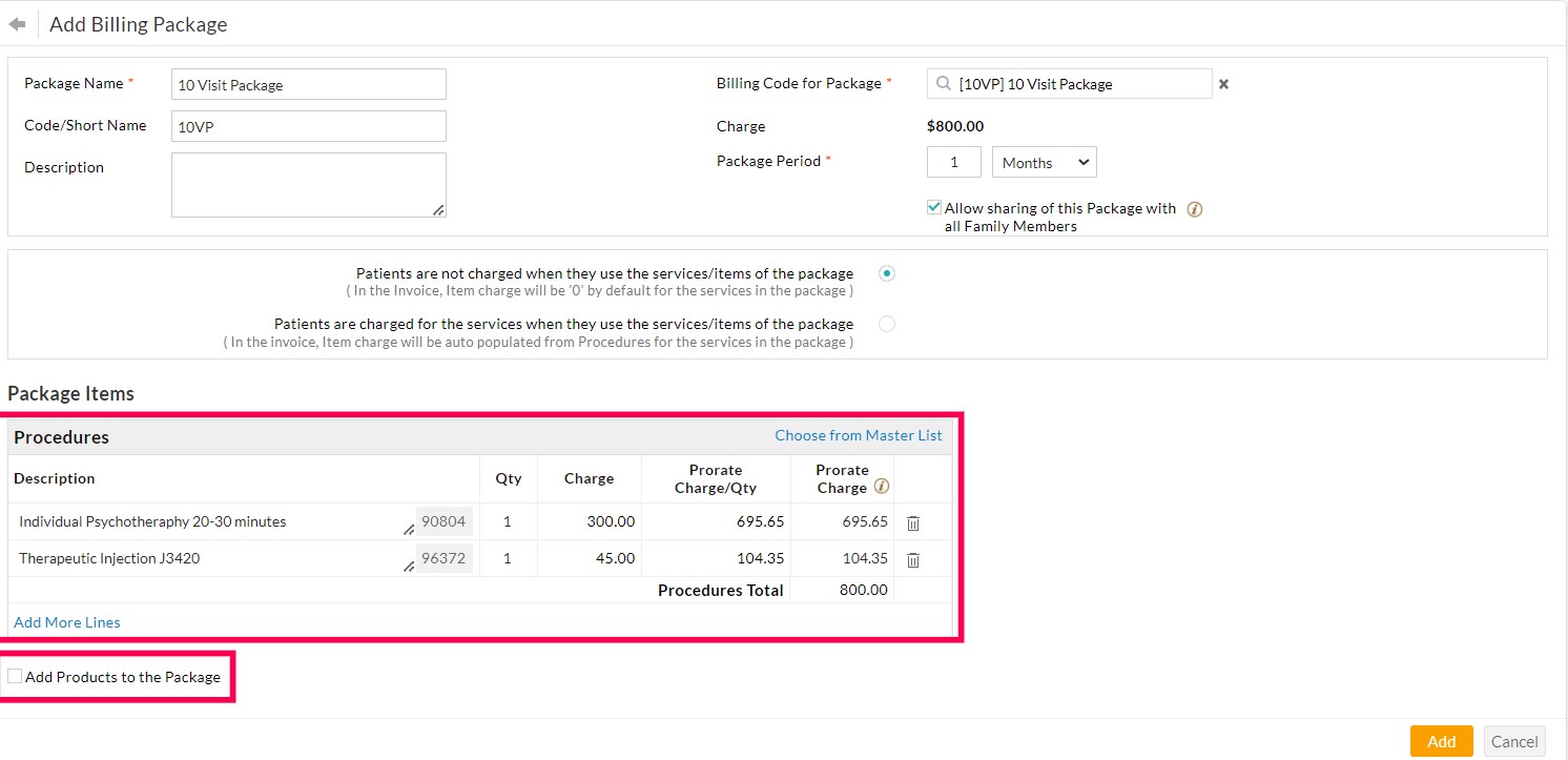 Add Products to the Package
