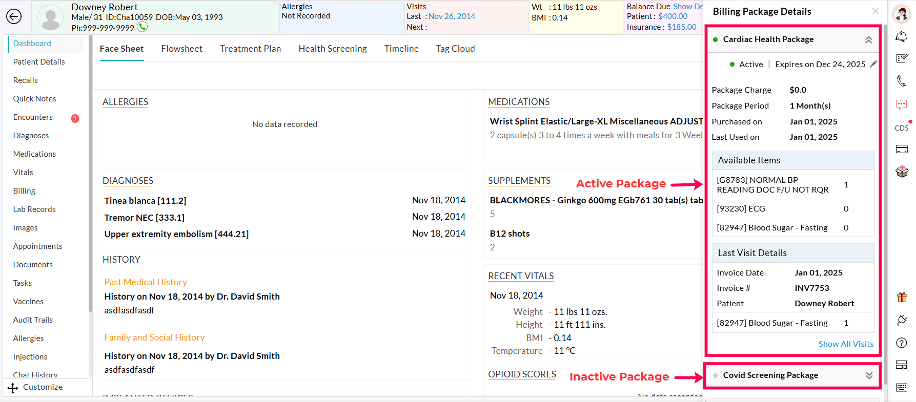 Billing Package Details