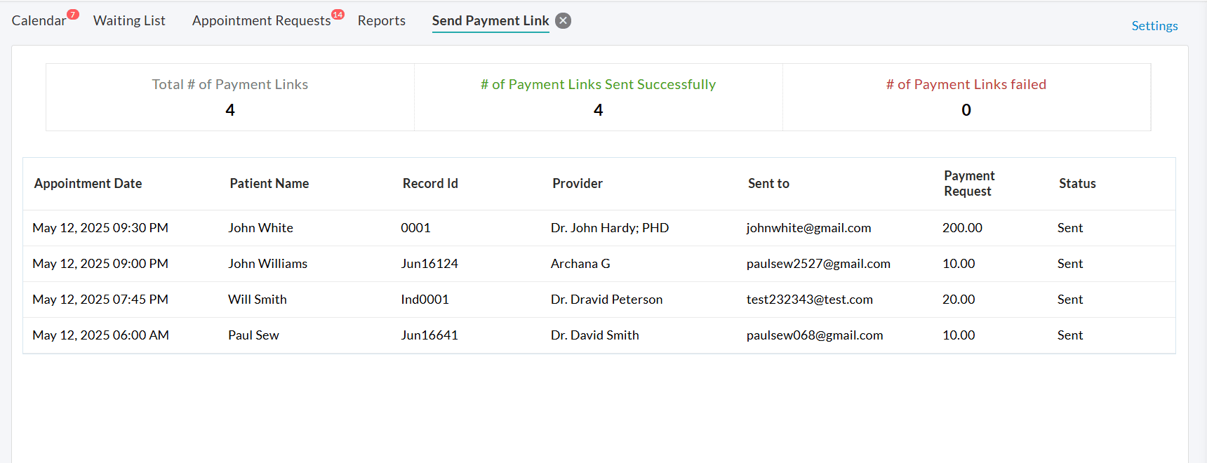 Bulk Send Payment Links from Calendar