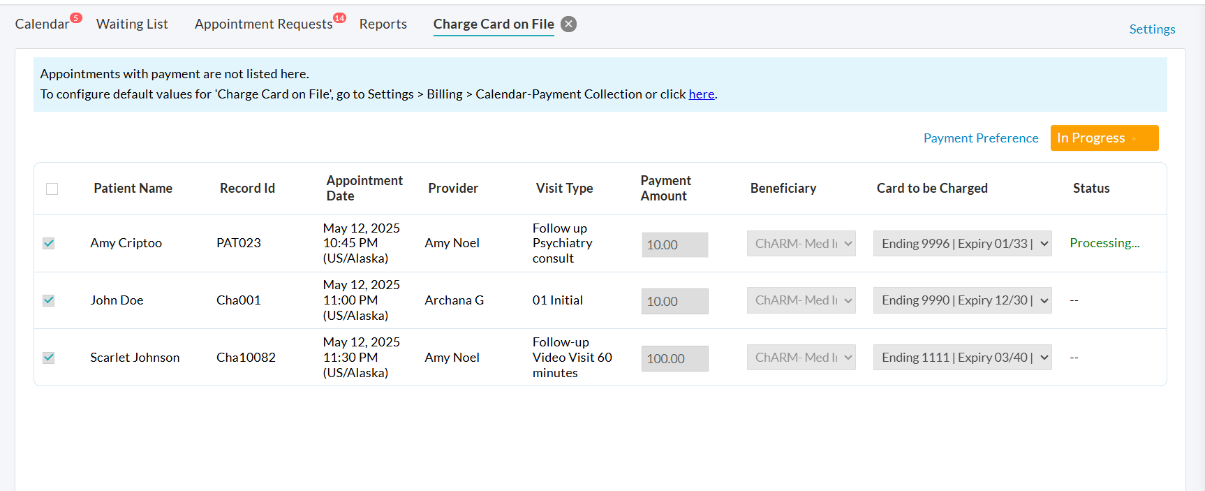 Charge Card on Files