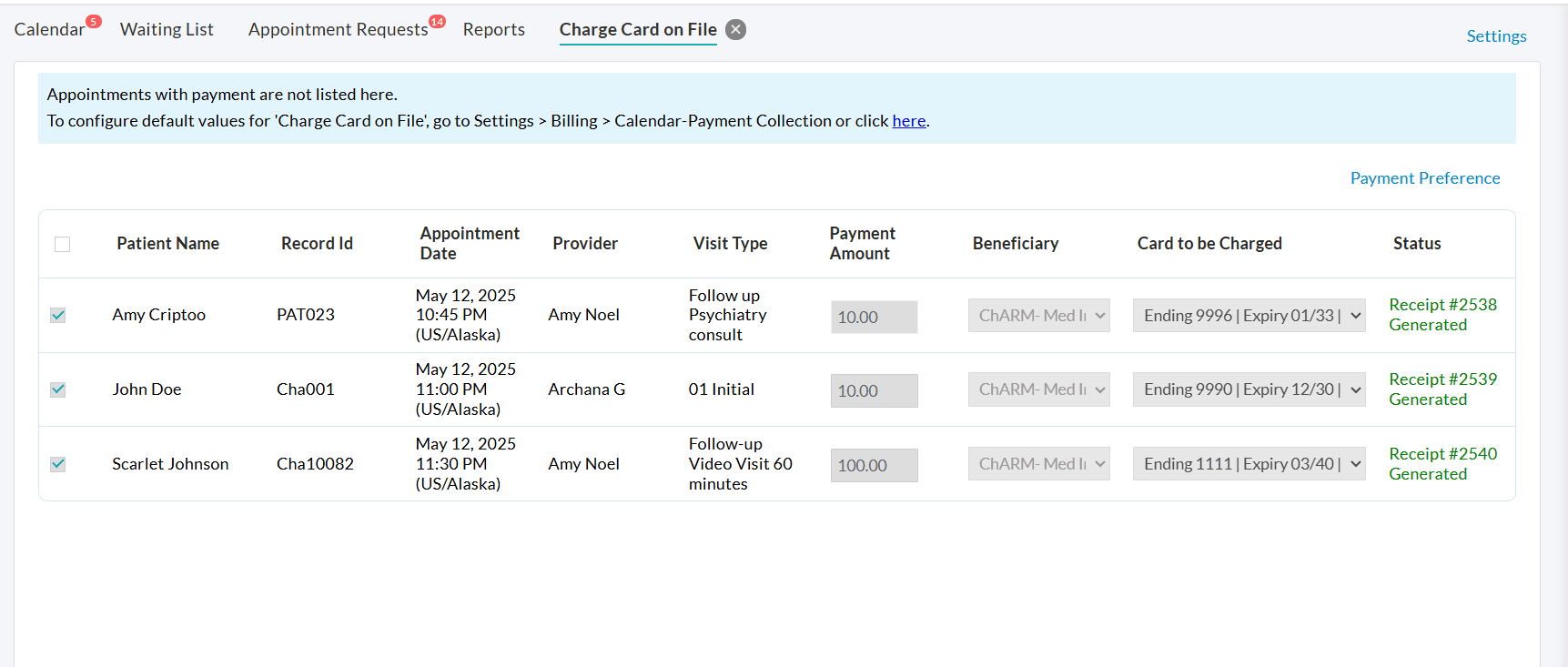 Charge Card on Files
