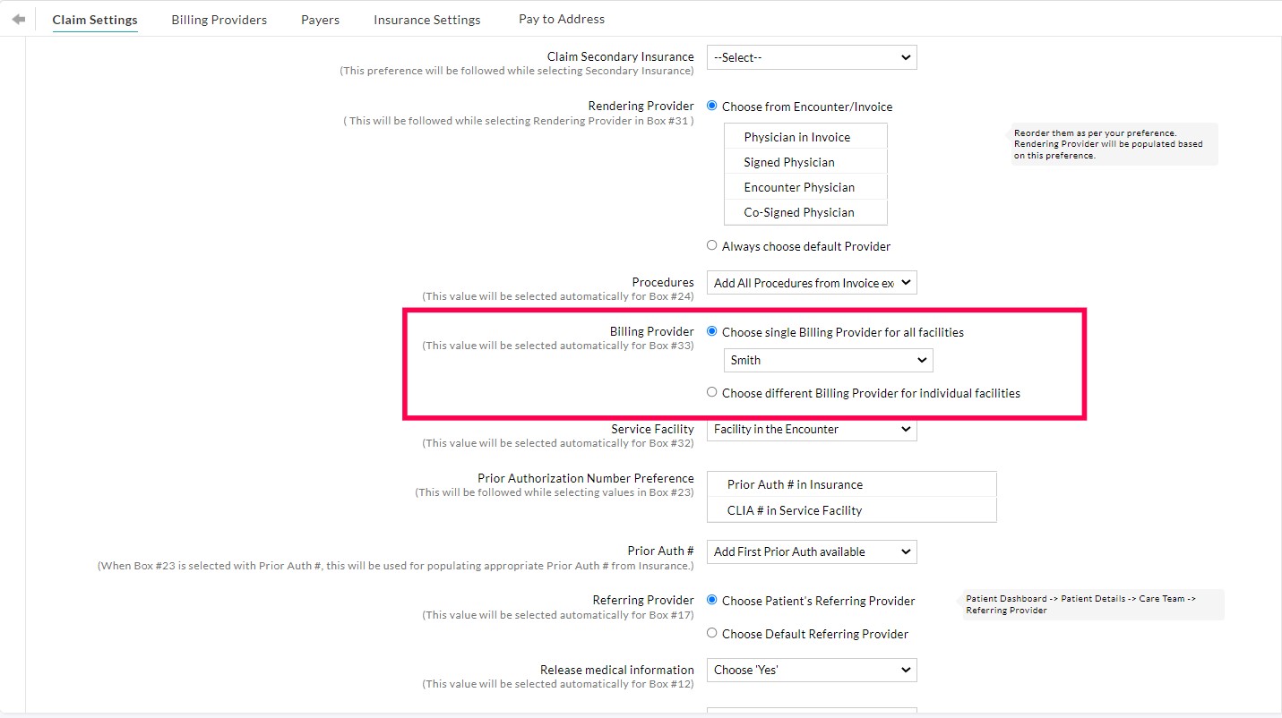 Configure Billing Providers