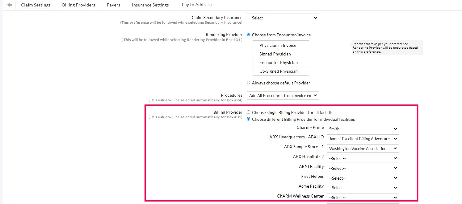 Configure Billing Providers