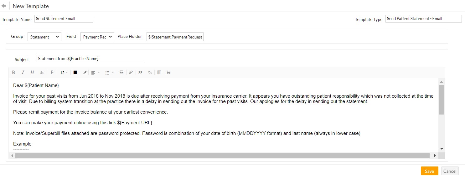 Creating Statement Templates
