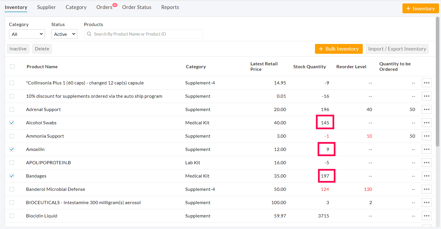 Deduction of Products from Inventory