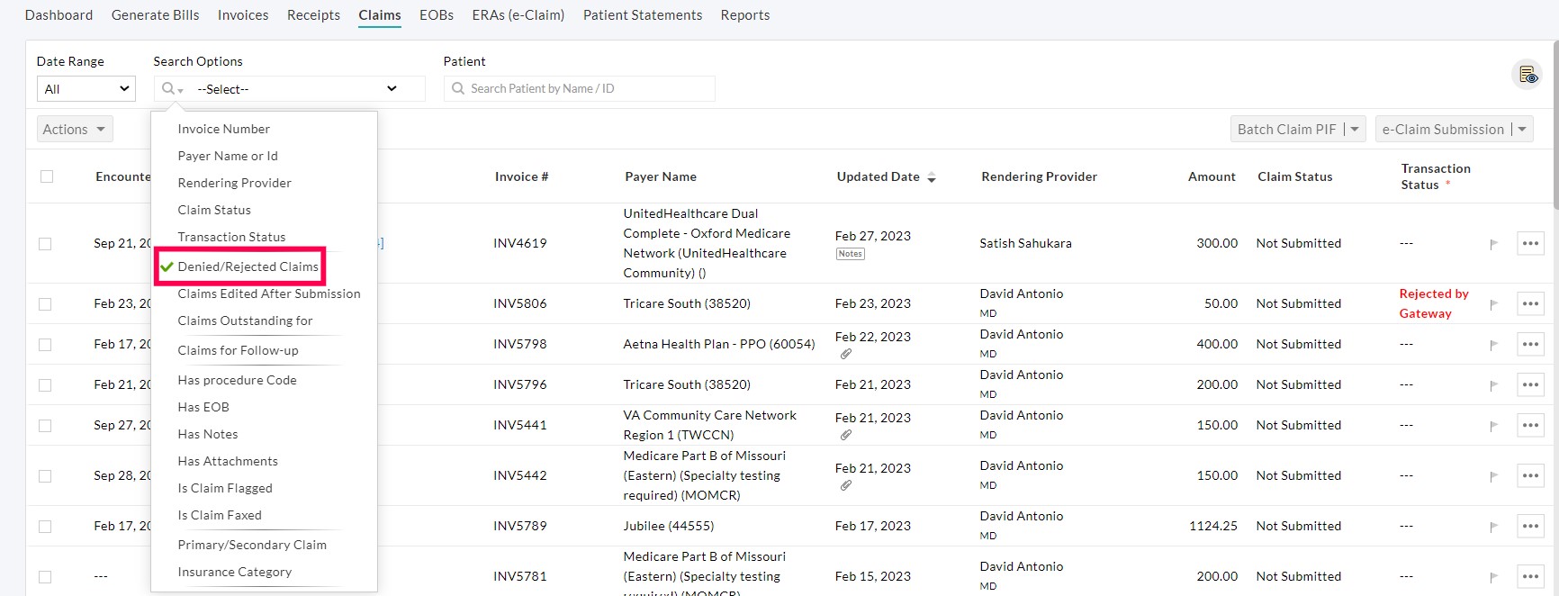 Denied Rejected Claims