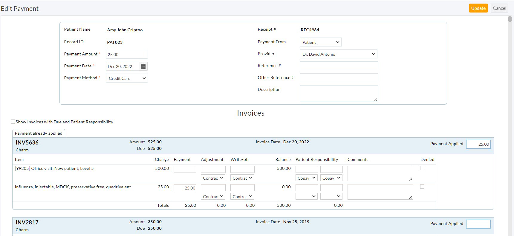 Edit and Apply Payment