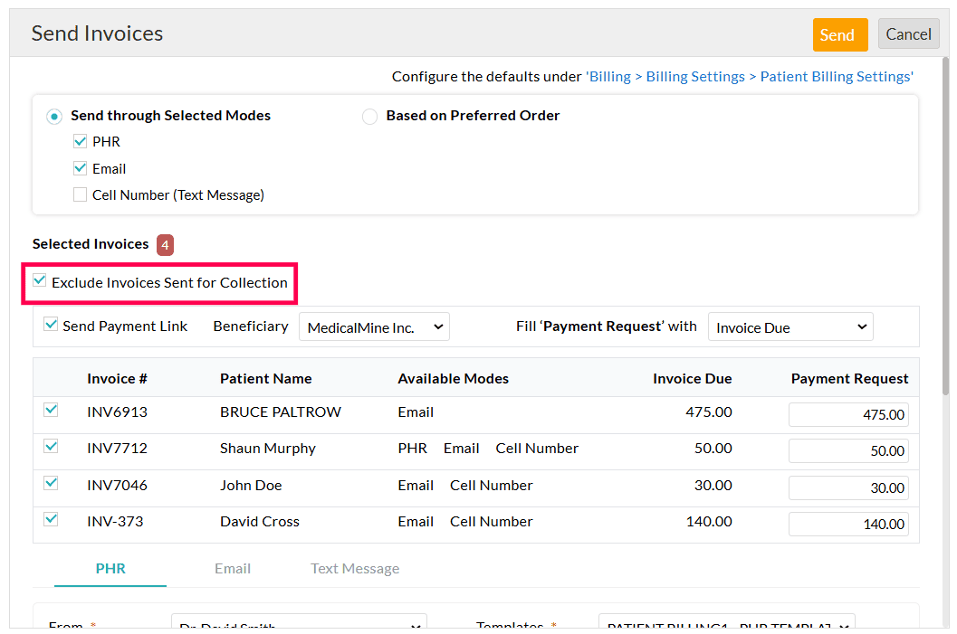 Exclude Invoices Sent for Collection