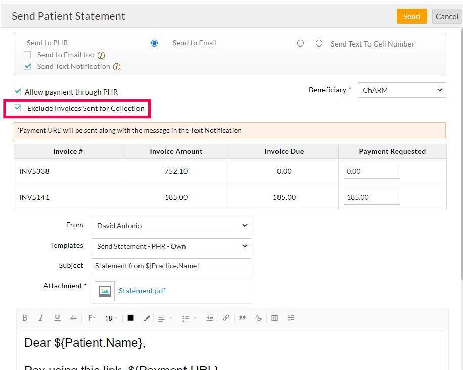 Exclude Invoices Sent for Collection