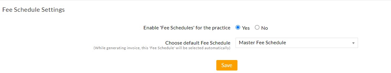 Fee Schedule Settings