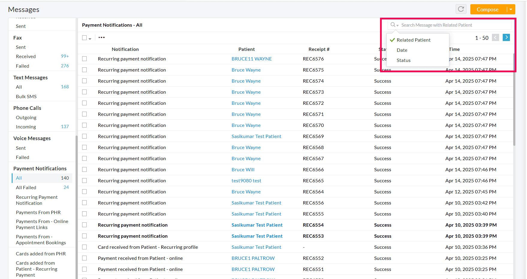 Filter in Payment Notification