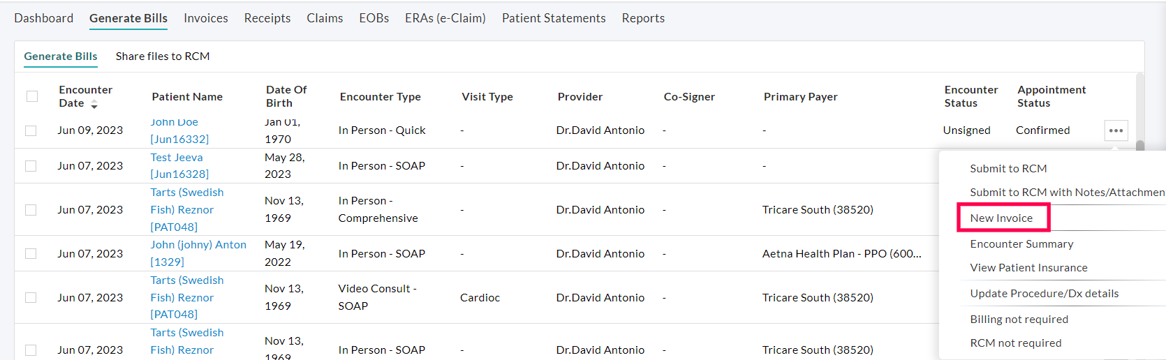 Generating New Invoice