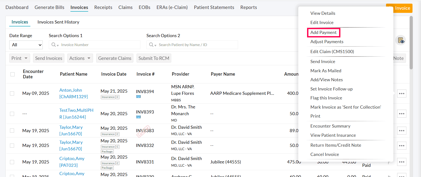Invoice Add Payment Option