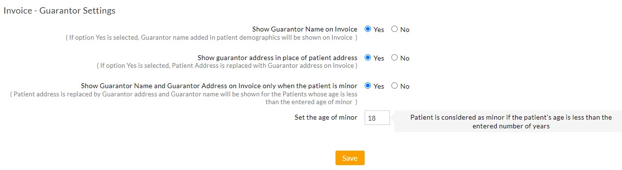 Invoice Guarantor Settings