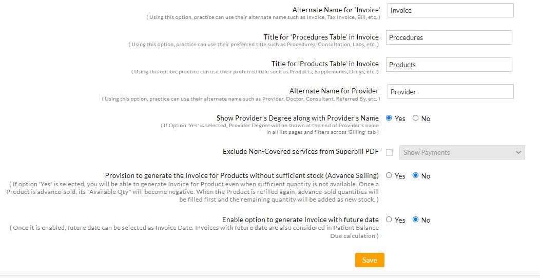 Invoice Settings - General