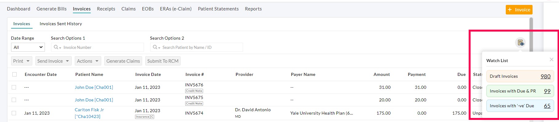 Invoices Watchlist