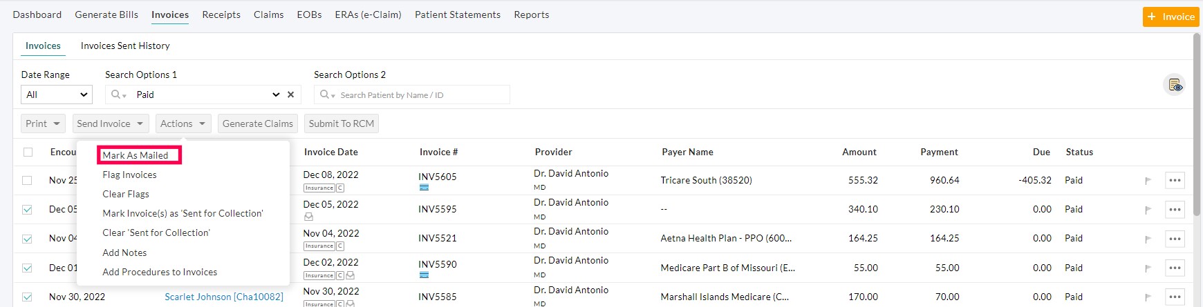 Mark as Mailed Option