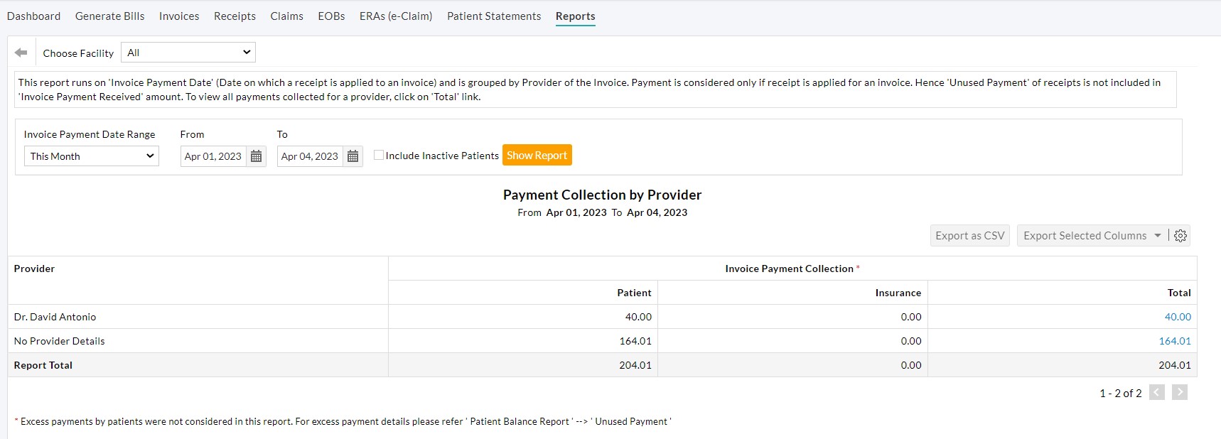 Payment Collection by Provider