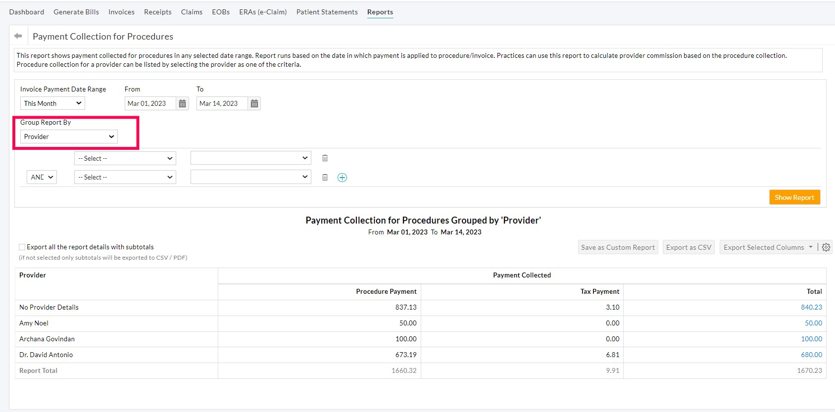 Payment Collection for Procedures