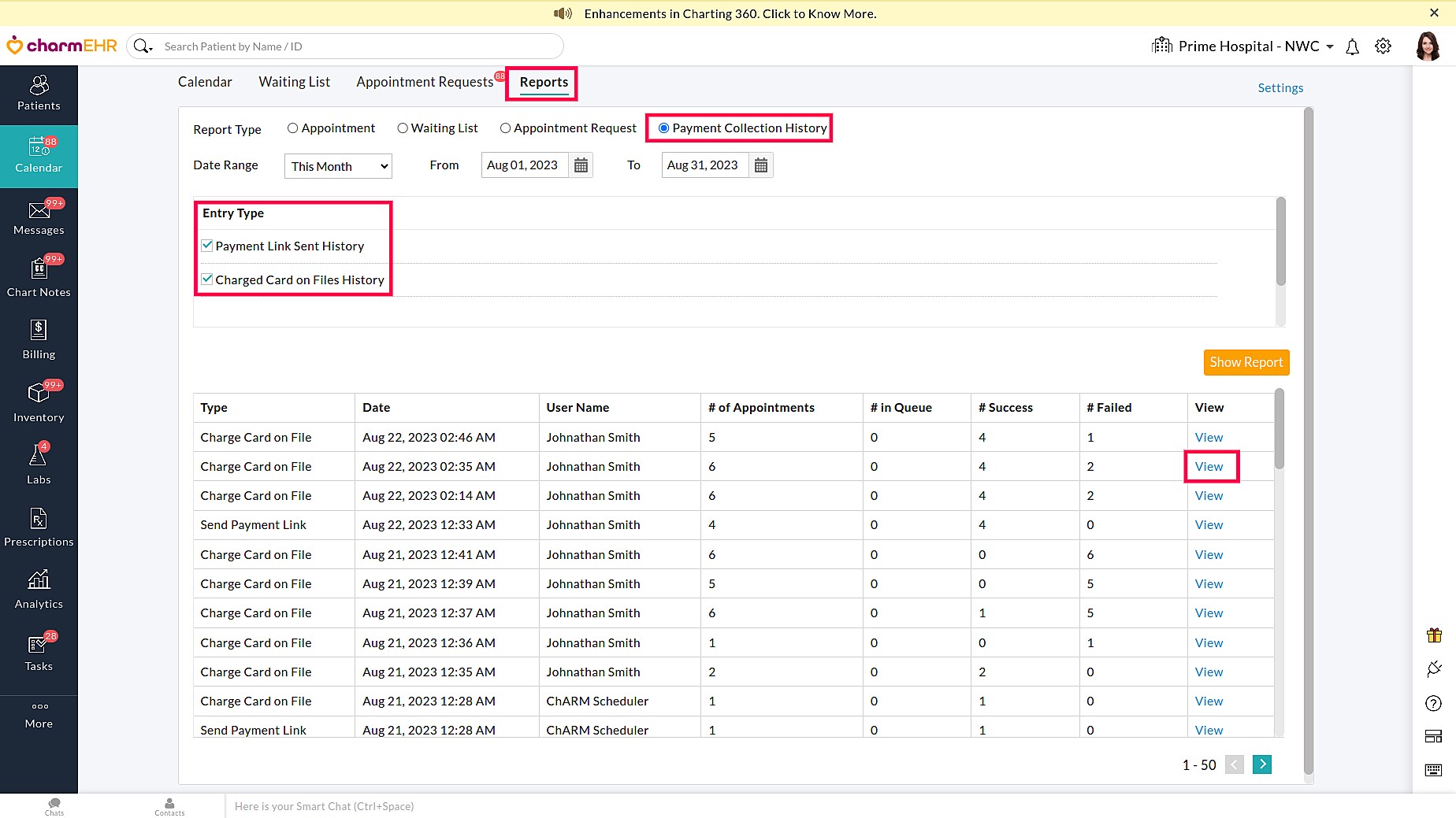 Payment Collection History
