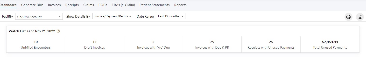 Print Billing Dashboard
