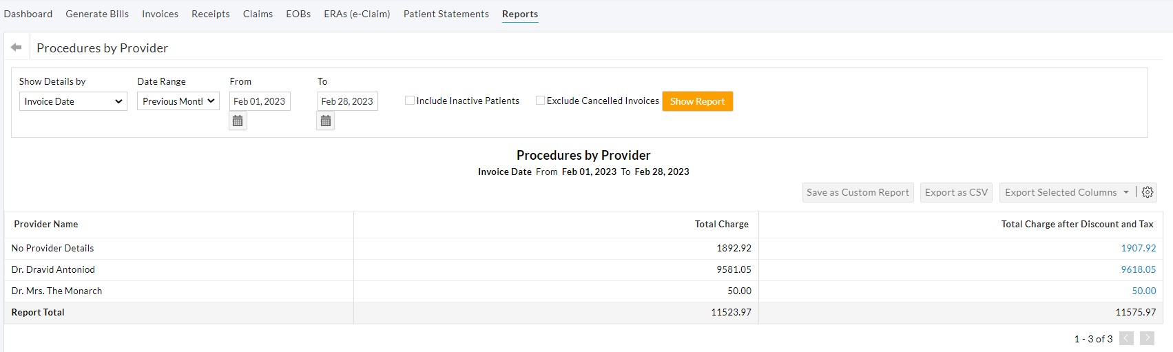 Procedures by Provider