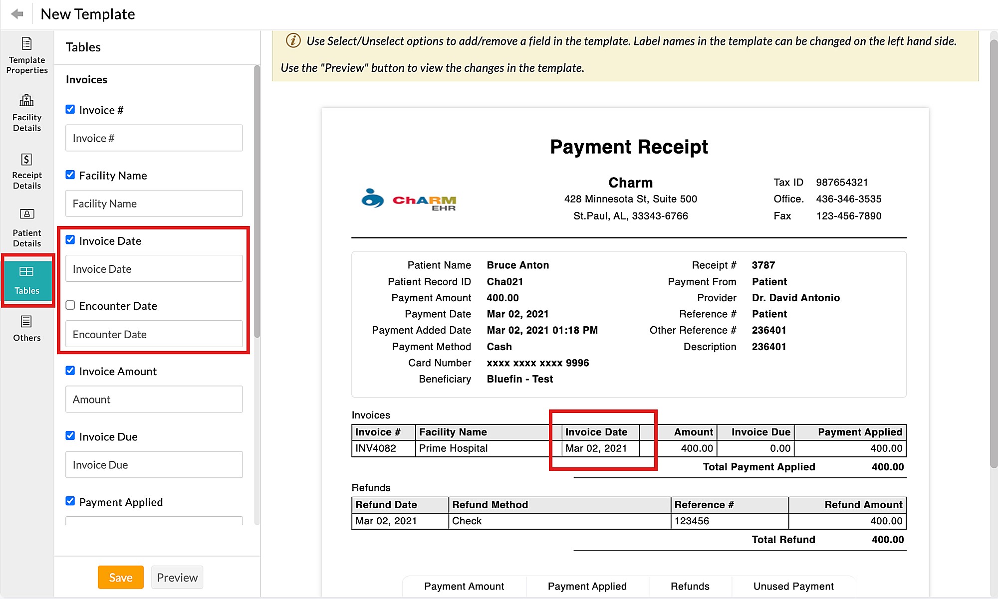Receipt Template Customization
